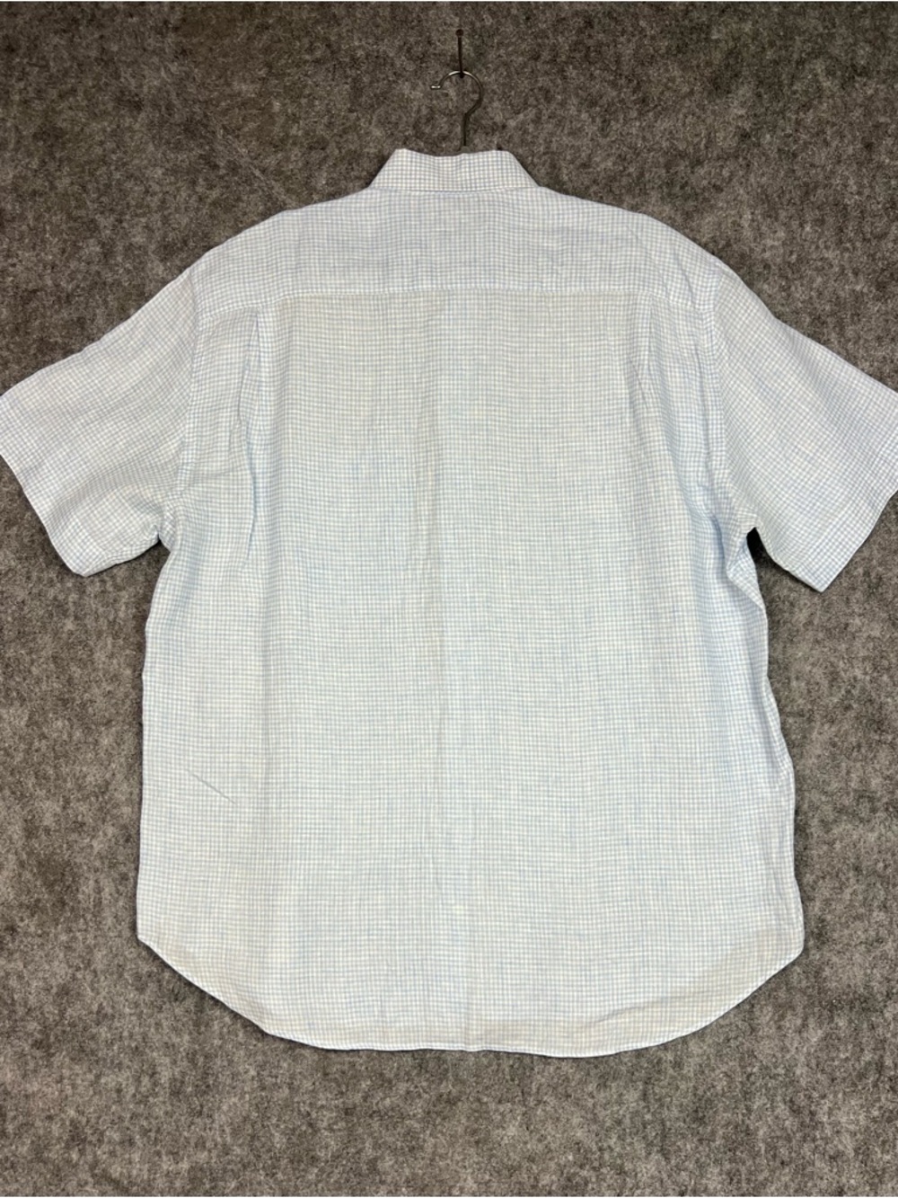 Brioni Light Blue Micro-Check Short-Sleeve Button-Down Shirt Size L - Picture 6 of 7